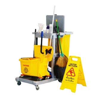 Carro de limpieza y señalamientos